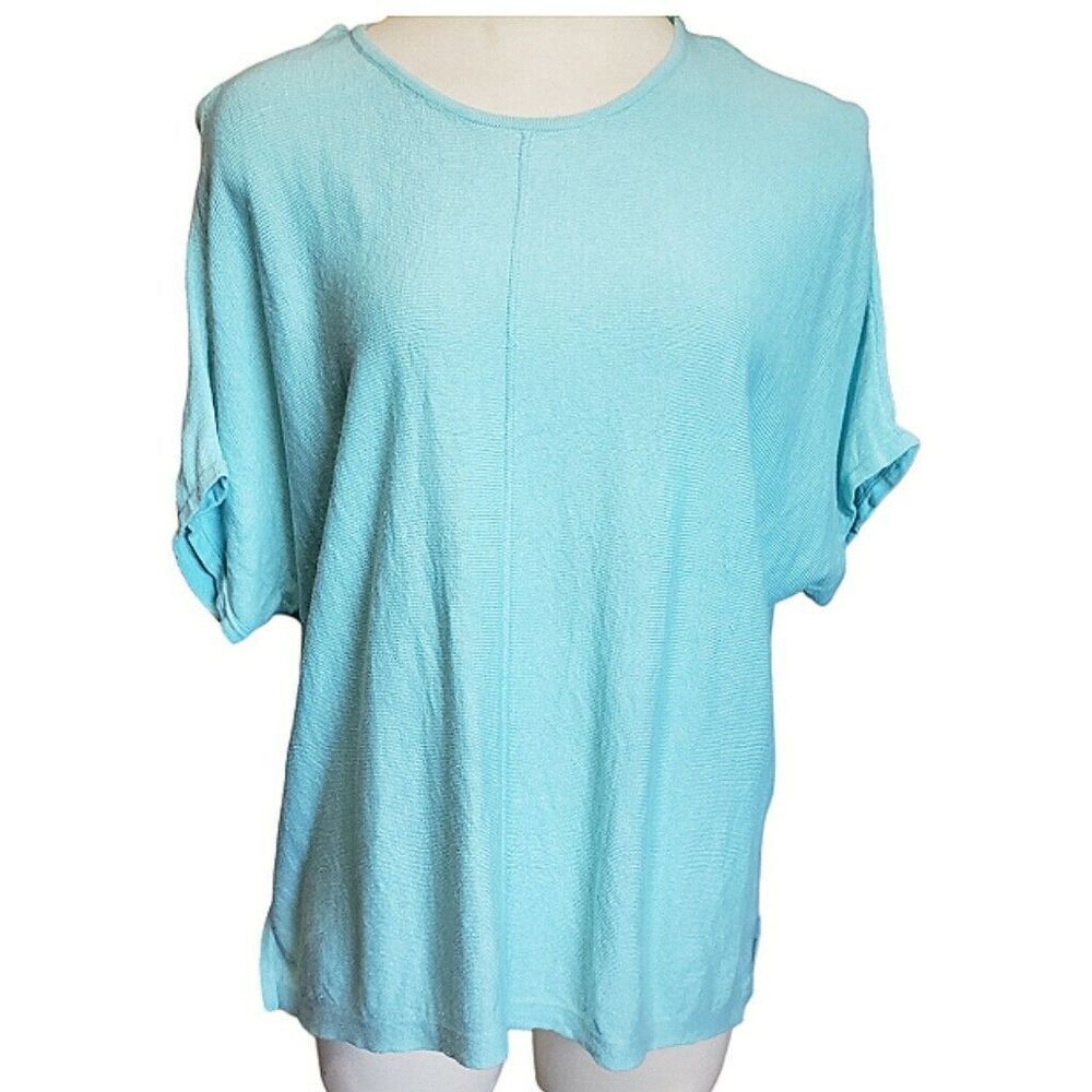J. JILL Pure Jill Top Womens XS Linen Blend Green Lagenlook Oversized Pullover